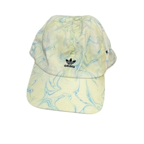 Adidas Hat Relaxed Marble Wash Strapback Cap Ambient Sky Blue Pulse Yellow - Picture 1 of 5